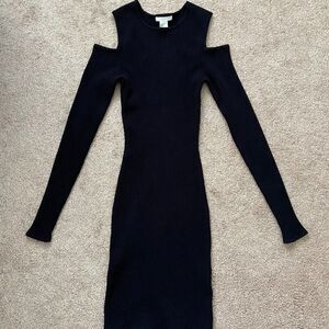 H&M Black Cold Shoulder Knit Bodycon Dress